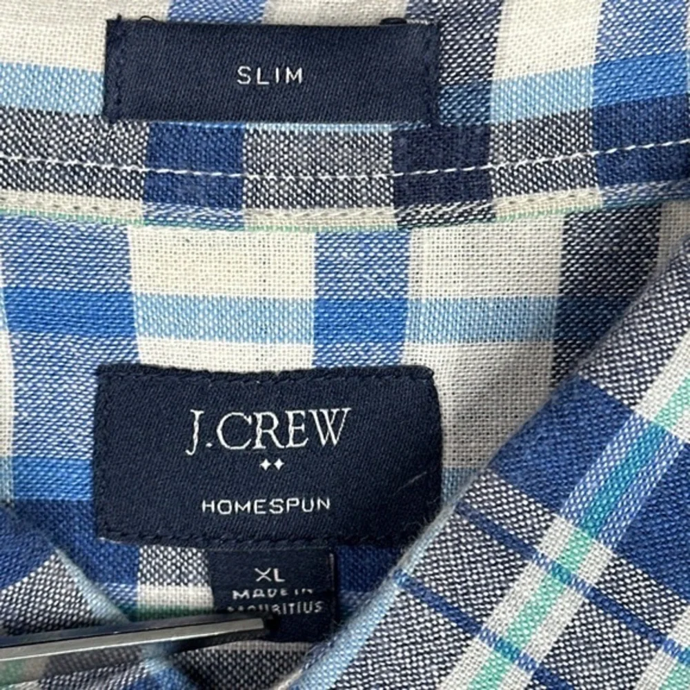 J.Crew Shirt Mens‎ XL Plaid Long Sleeve Slim Button Down Homespun Preppy Casual